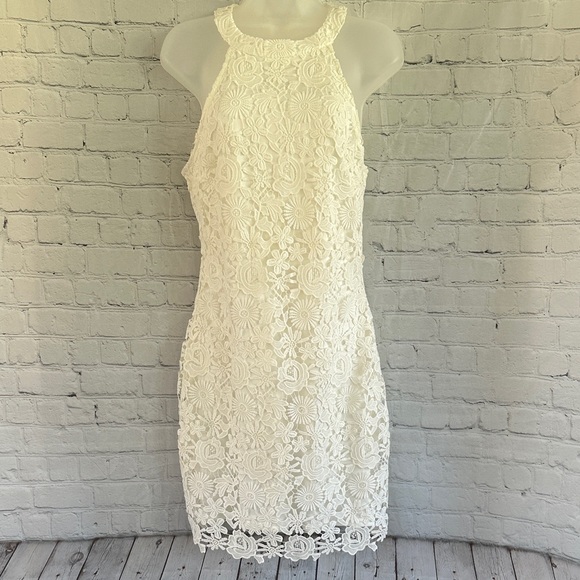 Lulus Dresses & Skirts - Lulu's White Lace Halter Sheath Dress